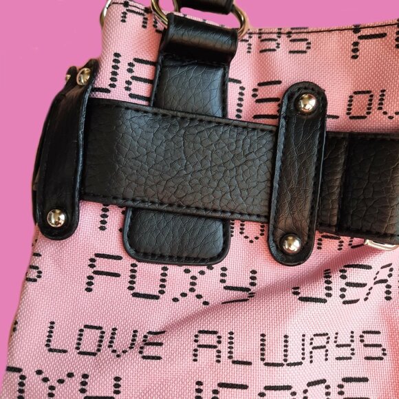 Y2K Foxy Jeans Large Tote Bag Bubblegum Pink Canvas Faux Leather 14 x 14 - Picture 4 of 7